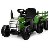 $180 Ride on Tractor with Trailer, 12V Electric Vehicle, Wireless, USB