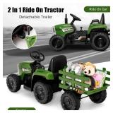$180 Ride on Tractor with Trailer, 12V Electric Vehicle, Wireless, USB