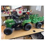 $180 Ride on Tractor with Trailer, 12V Electric Vehicle, Wireless, USB