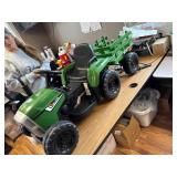 $180 Ride on Tractor with Trailer, 12V Electric Vehicle, Wireless, USB