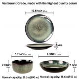 $60 Dinnerware Sets(12Pcs) Reactive Glaze Plates and Bowls, Microwave