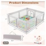 Costway Baby Playpen with Mat and Breathable Mesh Gray