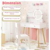 Kids Princess Makeup Desk & Chair Set with Mirror & Lights