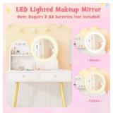 Kids Princess Makeup Desk & Chair Set with Mirror & Lights