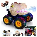 Dinosaur RC Car for Kids Ages 3-12, Monster Truck, Spray, Lights