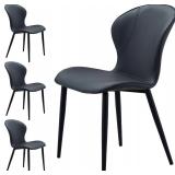 $150 VFF Dining Chairs Set of 4, Metal Legs, PU Leather Cushions