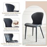 $150 VFF Dining Chairs Set of 4, Metal Legs, PU Leather Cushions