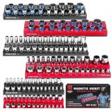 Magnetic Socket Holder- 6pc SAE & Metric Set | 1/4 3/8 1/2 Drives. Sockets sold separately