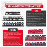 Magnetic Socket Holder- 6pc SAE & Metric Set | 1/4 3/8 1/2 Drives. Sockets sold separately