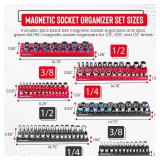 Magnetic Socket Holder- 6pc SAE & Metric Set | 1/4 3/8 1/2 Drives. Sockets sold separately
