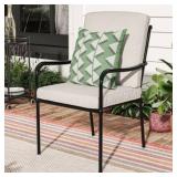 $299 WHITE Steel Frame Dining Chairs, Grey Cushions, Set of 4
