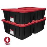 $65 Hyper Tough 27-Gallon Stackable Snap Lid Storage Bin, Black/Red