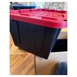 $65 Hyper Tough 27-Gallon Stackable Snap Lid Storage Bin, Black/Red