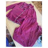 Size Large- Womens Pajamas Set Soft Sleepwear Button Shirt & Pants (DARK WI