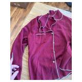 Size Large- Womens Pajamas Set Soft Sleepwear Button Shirt & Pants (DARK WI