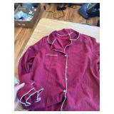 Size Large- Womens Pajamas Set Soft Sleepwear Button Shirt & Pants (DARK WI