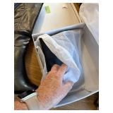 $98 LeaHy Womens High Heel Boots PU Leather Side Zip Thigh High