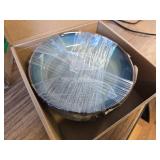 $69 Dinnerware Sets 16 Pieces - Round Reactive Glaze Tableware for 4, BLUE.