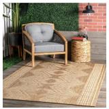 $120 nuLOOM Ranya Tribal Light Brown 6 ft 7 in x 9 ft Indoor/Outdoor Rug