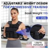 VBSD Adjustable Weighted Vest 11-20lb with 6 Weights