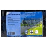 Decorative Wrought Iron Fence Panel with Fleur-de-lis Design 111" x 65" (Missing 3 Tines)