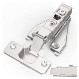 Chibery 1/8, 1/4, 3/8, 5/16 Overlay Soft Close Concealed Hinge for Face Frame Door Frameless Door, 3D Clip-on Plate, Self Closing Hidden Satin Nickel, 105° Angle, H=3, Half Overlay, 50 Pack