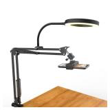 Overhead Camera Mount with Ring Light, Flexible Articulating Phone Arm Stand Compatible with iPhone, Logitech Webcam, Desk Tripod for YouTube Live Stream Cooking Nail Video Recording