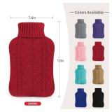 samply Hot Water Bottle with Knitted Cover, 2L Hot Water Bag for Hot and Cold Compress, Hand Feet Warmer, Ideal for Menstrual Cramps, Neck and Shoulder Pain Relief,Red