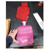 samply Hot Water Bottle with Knitted Cover, 2L Hot Water Bag for Hot and Cold Compress, Hand Feet Warmer, Ideal for Menstrual Cramps, Neck and Shoulder Pain Relief,Red