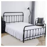 xuan dian Bed Skirt Ruffled Bed Skirt with Split Corners, 18 Inch Drop Dust Ruffle Bed Skirts with Platform, White, Full Size