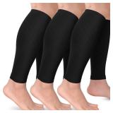 3 Pack Leg Compression Sleeves, Calf Support Sleeves for Women & Men - Calf Brace for Shin Splints, Pain Relief (Black, 2XL)