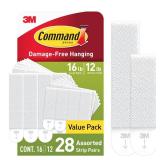 Command 15 lb & 10 lb Large and Medium Picture Hanging Strips 28 Assorted Pairs (56 Command Strips), Damage-Free Hanging Picture Hangers, Great for Home Decor, White Adhesive