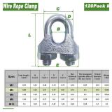 120PCS M5 Heavy Duty Wire Rope Clamps, 3/16-Inch Zinc Plated Wire Cable Clamps for Secure Connections Boat, Tent, Clothesline, Rigging & More