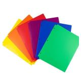 Dunwell Plastic 2-Pocket Folders for 3-Ring Binders, (6 Pack, Assorted Colors) 3 Hole Punched, Divider Folder for Notebook, Durable Poly, Fits 8.5x11 Sheets