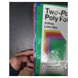 Dunwell Plastic 2-Pocket Folders for 3-Ring Binders, (6 Pack, Assorted Colors) 3 Hole Punched, Divider Folder for Notebook, Durable Poly, Fits 8.5x11 Sheets