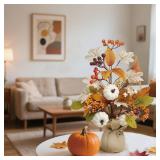 Fall Decorations for Home 18 Inch Fall Tree, Fake Pumpkin Berry Maple Leaves Fall Decor Table Centerpieces, Autumn Harvest Home Decor Indoor for Halloween Party Thanksgiving