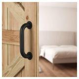 Haritoft All New Sliding Barn Door Handle Pull and Flush Hardware Set, Two-Side with Flat Back-Plate Design, C-Shape, Rustic Black