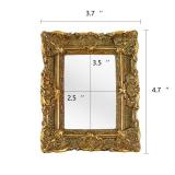 2x3 inches Ornate Hand-Crafted Resin Picture Frame with Easel, for Tabletop & Wall Display Vintage Photo Frame -Antique Gold