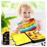 Bevalsa Kids Bento Lunch Box with 6 Compartment, Stainless Steel Metal Water Bottle, Insulated Bag & Utensils, BPA-Free Leakproof Food Container for School Boys Girls, Back To School Gift