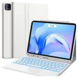 CHESONA for iPad Air 11 Inch Case with Keyboard M3/M2 (2025/2024), 7-Color Backlight, Multi-Touch Trackpad, 2 Wireless Channels, for iPad Pro 11 (4th/3rd/2nd/1st Gen) & iPad Air 5th & 4th Gen, White