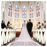 Knitgrip Large Wedding Pew Bows with Long Tails 12 x 29.5 Inch Wedding Aisle Decorations Bows Satin Ribbon Background Decor for Bridal Shower Reception Ceremony(Champagne,12 Pcs)