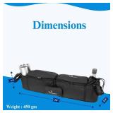 StrollAir - Universal Best Double Parent Stroller Organizer Caddy Insulated Cup Holder Console side-by-side Mountain Buggy TWIN WAY Bob Duallie Baby Jogger City Mini GT Black