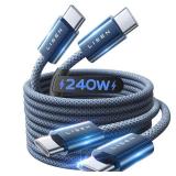 LISEN for Apple iPad Charger Fast Charging 240W USB C Cable for iPad Pro 13/12.9/11 inch, A16/10th Generation, iPad Air 11/13 inch/5th/4th, iPad mini 6th/7th, 6.6ft+10ft/2 Pack/Midnight