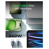 LISEN for Apple iPad Charger Fast Charging 240W USB C Cable for iPad Pro 13/12.9/11 inch, A16/10th Generation, iPad Air 11/13 inch/5th/4th, iPad mini 6th/7th, 6.6ft+10ft/2 Pack/Midnight