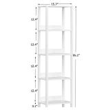 VIMBER 5-Tier Bookshelf with Anti-Fall Baffle, Tall Bookcase for Books, Garage Kit, CDs, Movies, Industrial Standing Bookshelves Storage Organizer for Bedroom Office Living Room White USSJ001W