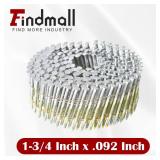 findmall 3600 Count Siding Nails 1-3/4 Inch by .092 Inch 15 Degree Ring Shank Hot-Dipped Galvanized Collated Wire Coil