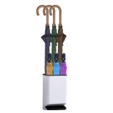 DricRoda Umbrella Stand Holder for Entryway, Umbrella Rack with Removable Drip Tray Free Standing Organizer for Umbrella Walking Sticks Canes, Stored 6 Umbrellas, Ideal for Home Office Decor, White