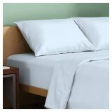 TEXAS LINEN CO. 100% Organic Cotton Sheets King Size - 4 PC Organic Cotton King Percale Weave Sheet Set, Soft, Cooling, Crisp & Breathable, 16 Deep Pocket Hotel Quality Bedding Set - Light Blue