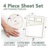 TEXAS LINEN CO. 100% Organic Cotton Sheets King Size - 4 PC Organic Cotton King Percale Weave Sheet Set, Soft, Cooling, Crisp & Breathable, 16 Deep Pocket Hotel Quality Bedding Set - Light Blue