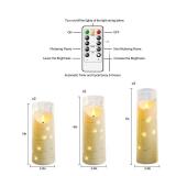 Eebuss Flameless Candles with Embedded Star String, Battery Operated LED Pillar Candles with Timer and Remote Control,Home Decorating for Ambiance Set of 9 (Ivory)